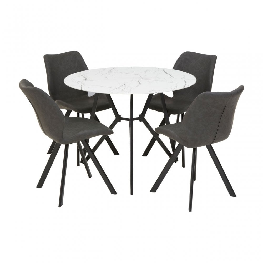 Weston Round Grey Dining Set, Black