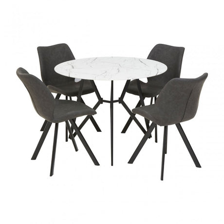 Weston Round Grey Dining Set, Black
