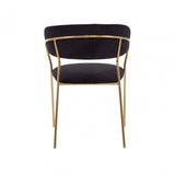 Tamzin Black Channel Gold Finish Dining Chair, Black