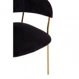 Tamzin Black Channel Gold Finish Dining Chair, Black
