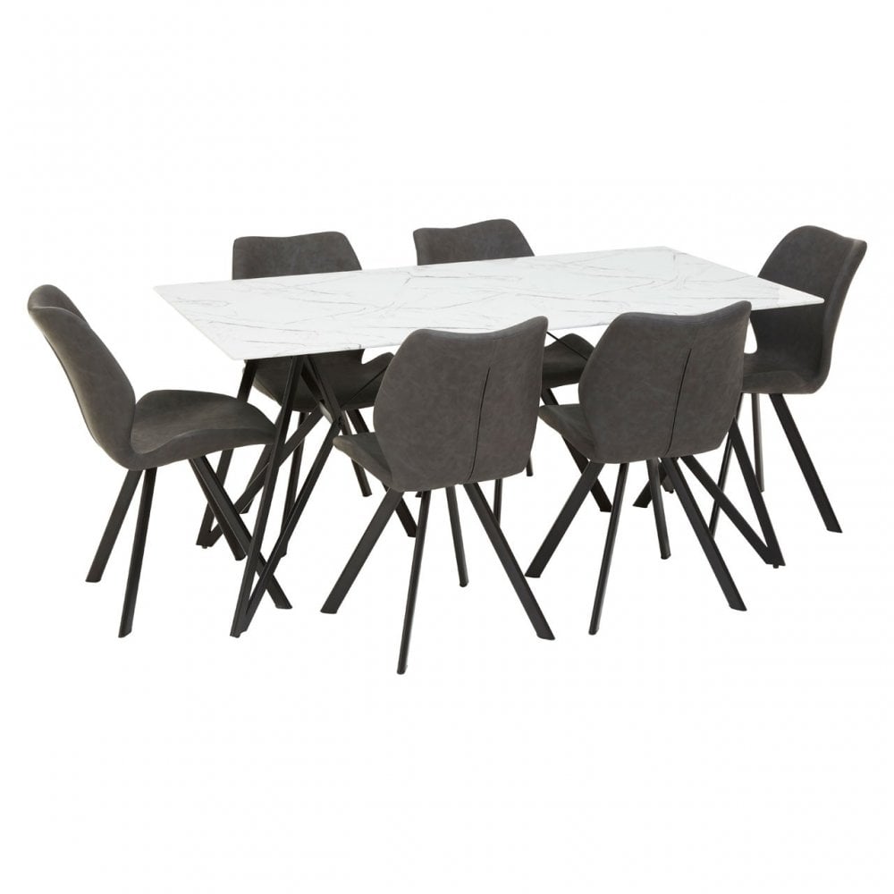 Weston Rectangular Grey Dining Set, Black