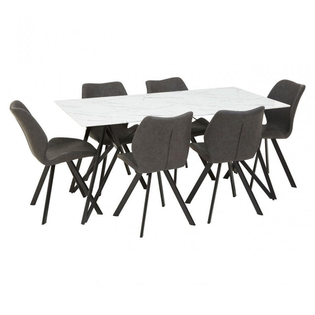 Weston Rectangular Grey Dining Set, Black
