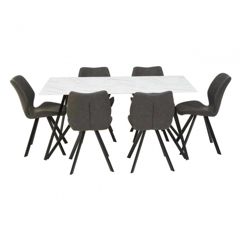 Weston Rectangular Grey Dining Set, Black