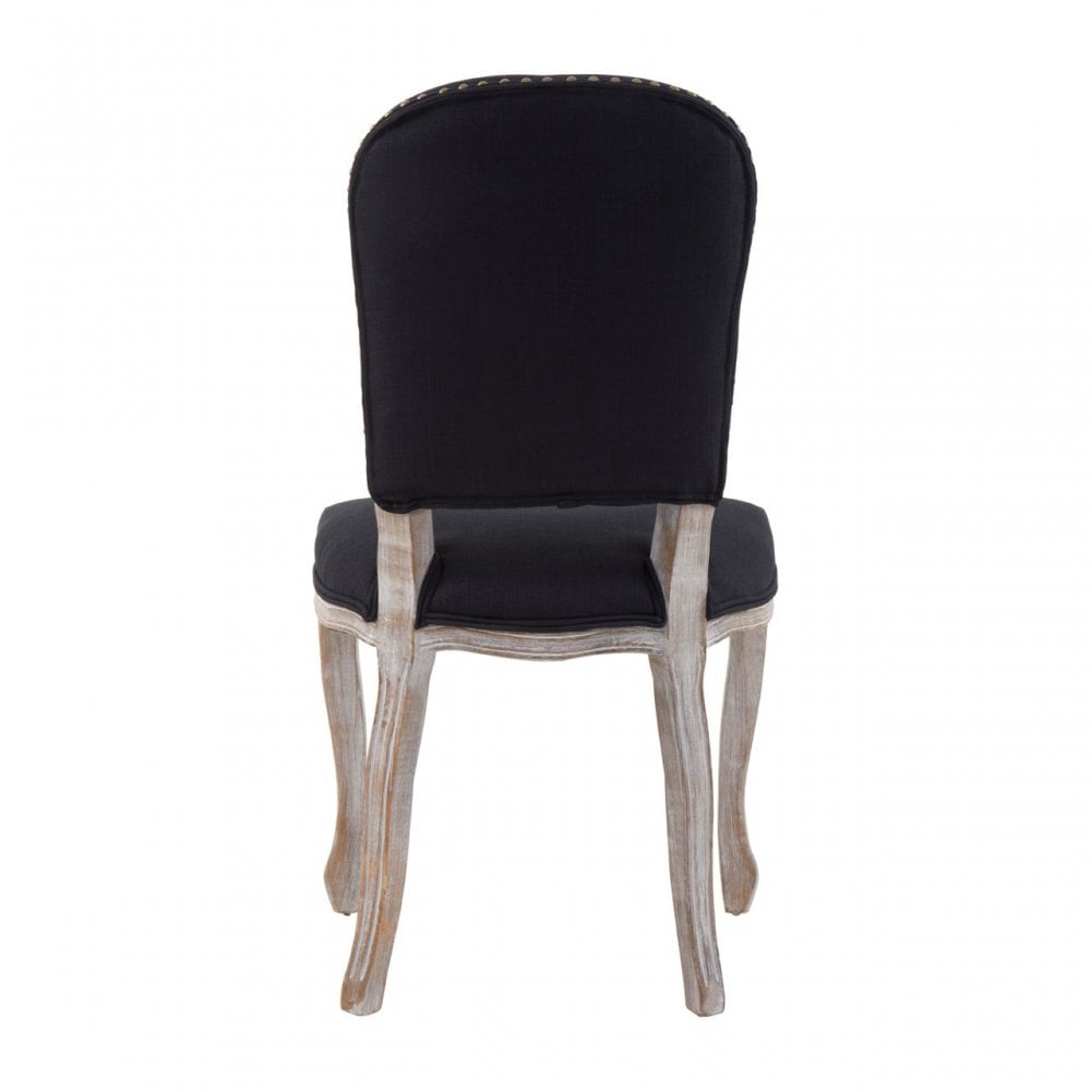 Kensington Townhouse Black Linen Dining Chair With Antique Finish Legs