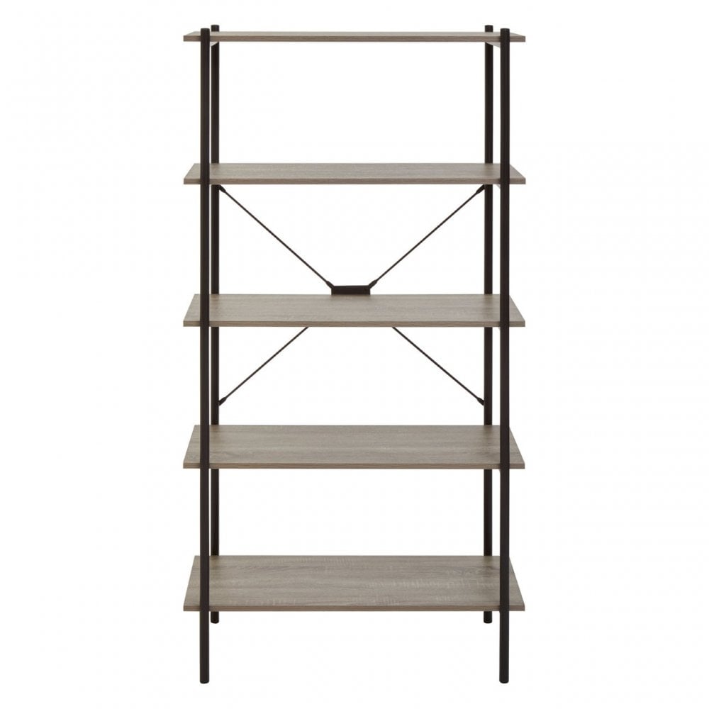 Bradbury Five Tier Grey Oak Shelf Unit