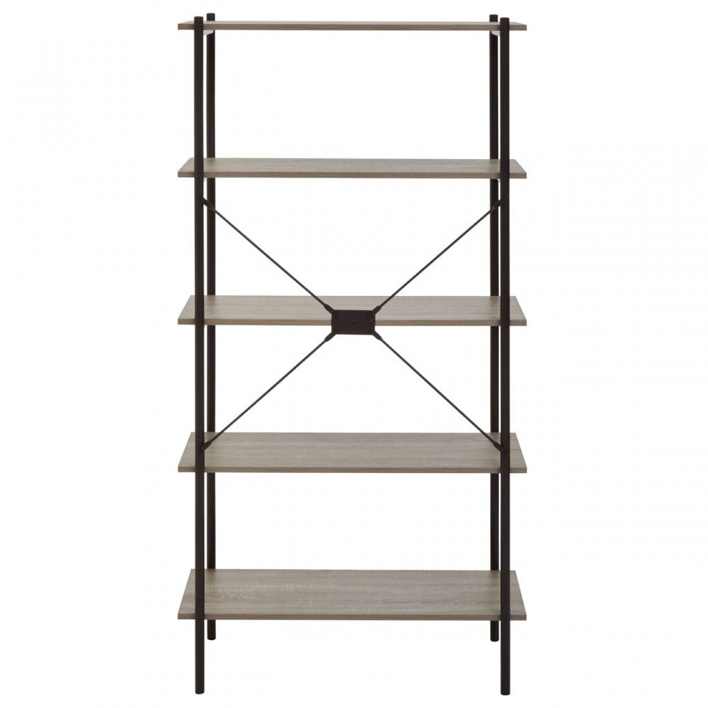 Bradbury Five Tier Grey Oak Shelf Unit
