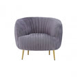 Florina Grey Velvet Chair With Gold Legs, Grey