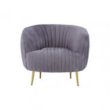 Florina Grey Velvet Chair With Gold Legs, Grey