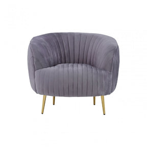 Florina Grey Velvet Chair With Gold Legs, Grey