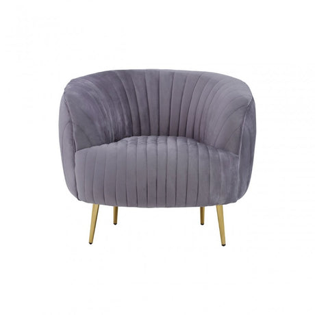 Florina Grey Velvet Chair With Gold Legs, Grey