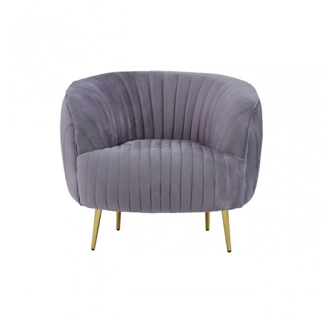Florina Grey Velvet Chair With Gold Legs, Grey