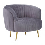 Florina Grey Velvet Chair With Gold Legs, Grey