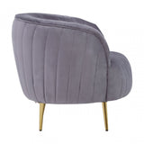 Florina Grey Velvet Chair With Gold Legs, Grey