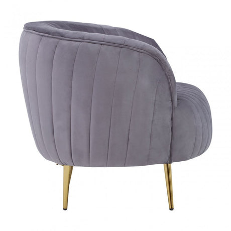 Florina Grey Velvet Chair With Gold Legs, Grey