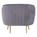 Florina Grey Velvet Chair With Gold Legs, Grey