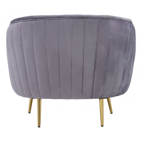 Florina Grey Velvet Chair With Gold Legs, Grey