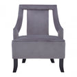 Faye Grey Velvet Chair With Wooden Legs, Grey