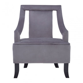 Faye Grey Velvet Chair With Wooden Legs, Grey