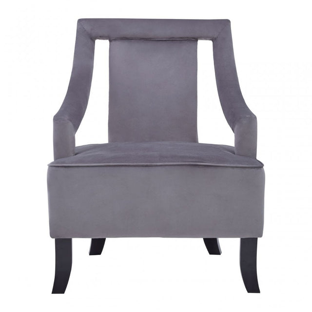 Faye Grey Velvet Chair With Wooden Legs, Grey