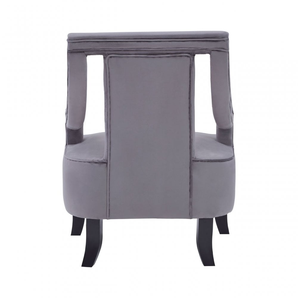 Faye Grey Velvet Chair With Wooden Legs, Grey