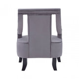 Faye Grey Velvet Chair With Wooden Legs, Grey