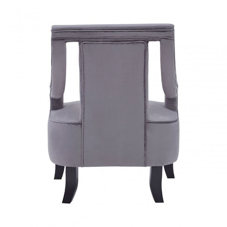 Faye Grey Velvet Chair With Wooden Legs, Grey