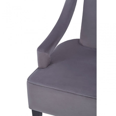 Faye Grey Velvet Chair With Wooden Legs, Grey