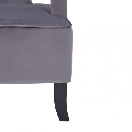 Faye Grey Velvet Chair With Wooden Legs, Grey
