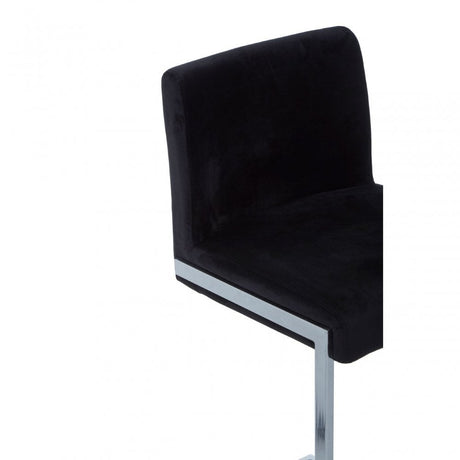 Tamzin Black Velvet Bar Chair With Low Back, Black