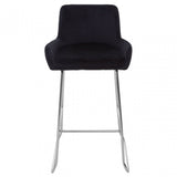 Tamzin Black Velvet Bar Chair With Low Arms, Black