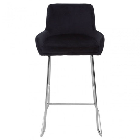Tamzin Black Velvet Bar Chair With Low Arms, Black