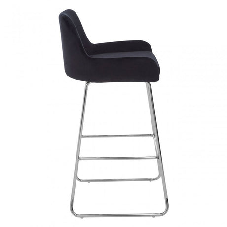 Tamzin Black Velvet Bar Chair With Low Arms, Black