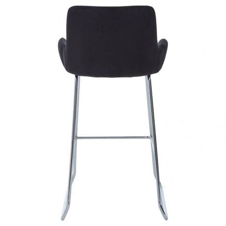 Tamzin Black Velvet Bar Chair With Low Arms, Black