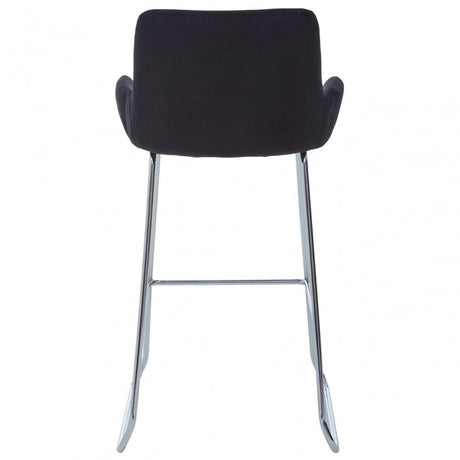 Tamzin Black Velvet Bar Chair With Low Arms, Black