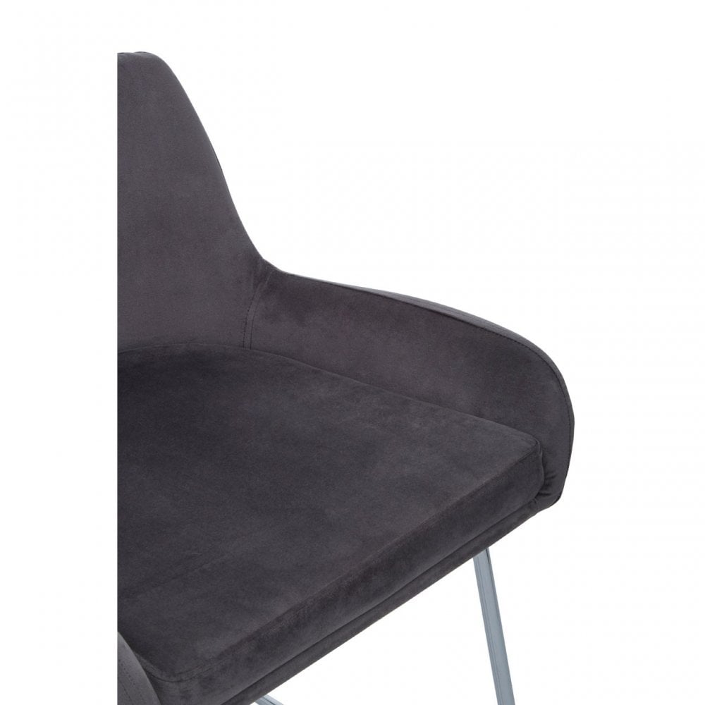 Tamzin Mink Velvet Bar Chair With Low Arms, Grey