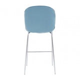 Tamzin Blue Velvet Chrome Finish Bar Chair, Blue