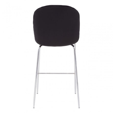 Tamzin Black Velvet Chrome Finish Bar Chair, Black