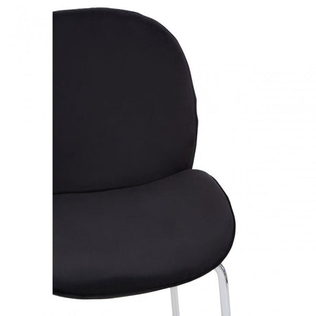 Tamzin Black Velvet Chrome Finish Bar Chair, Black