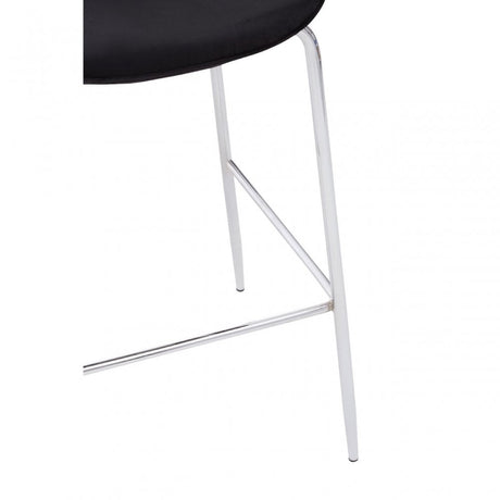 Tamzin Black Velvet Chrome Finish Bar Chair, Black