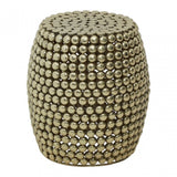 Templar Round Beaded Iron Stool, Gold