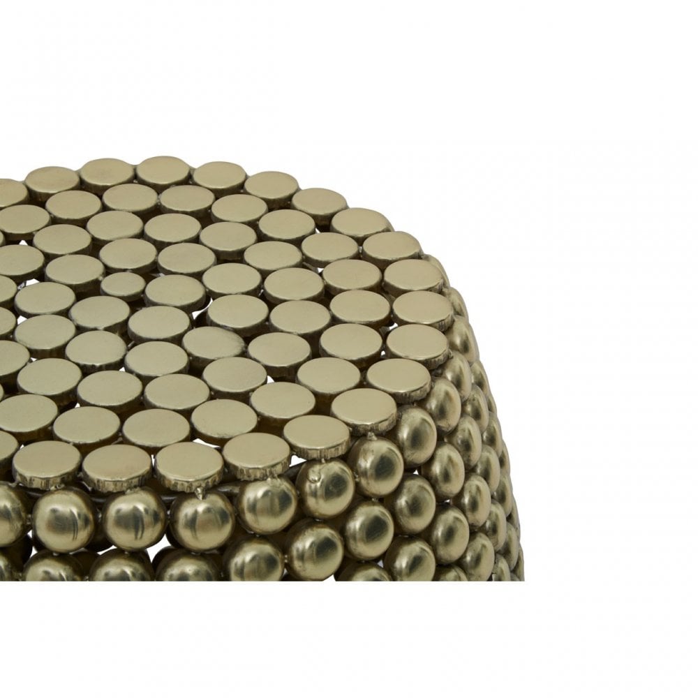 Templar Round Beaded Iron Stool, Gold