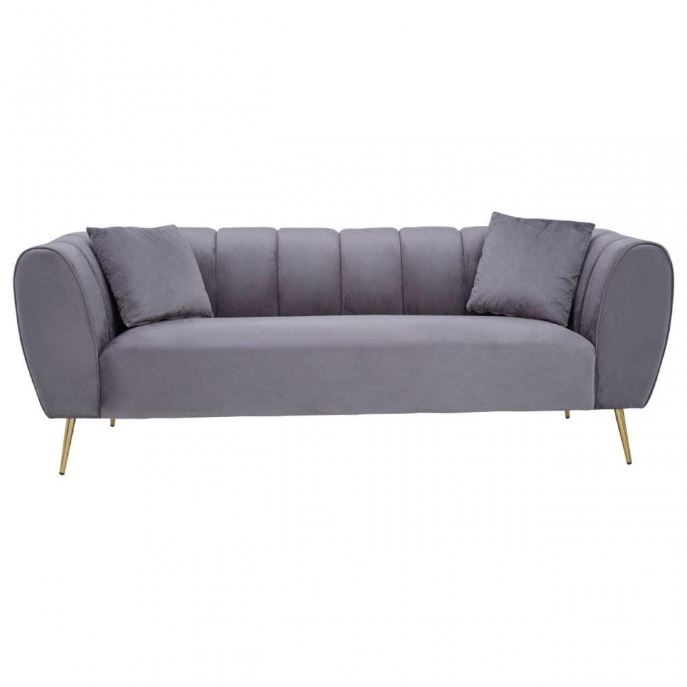 Florine 3 Seat Grey Velvet Sofa