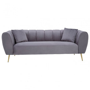 Florine 3 Seat Grey Velvet Sofa