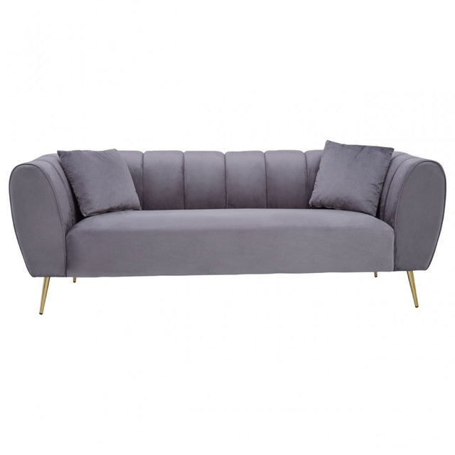 Florine 3 Seat Grey Velvet Sofa