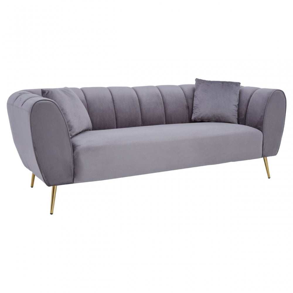 Florine 3 Seat Grey Velvet Sofa