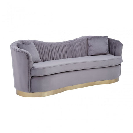 Franza 3 Seat Pleated Grey Velvet Sofa