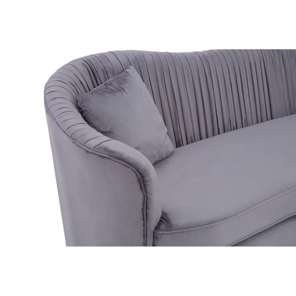 Franza 3 Seat Pleated Grey Velvet Sofa