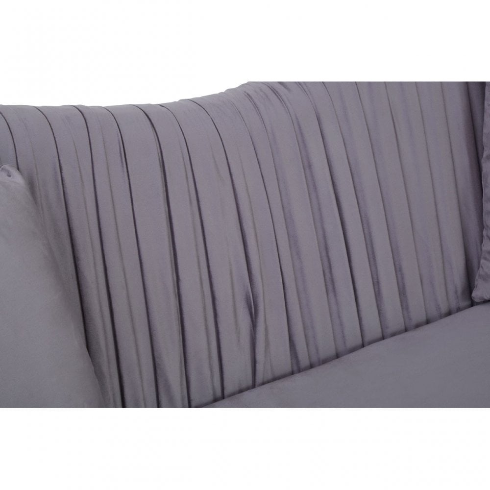 Franza 2 Seat Pleated Grey Velvet Sofa