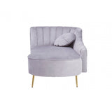 Felizia Grey Left Arm Velvet Chaise