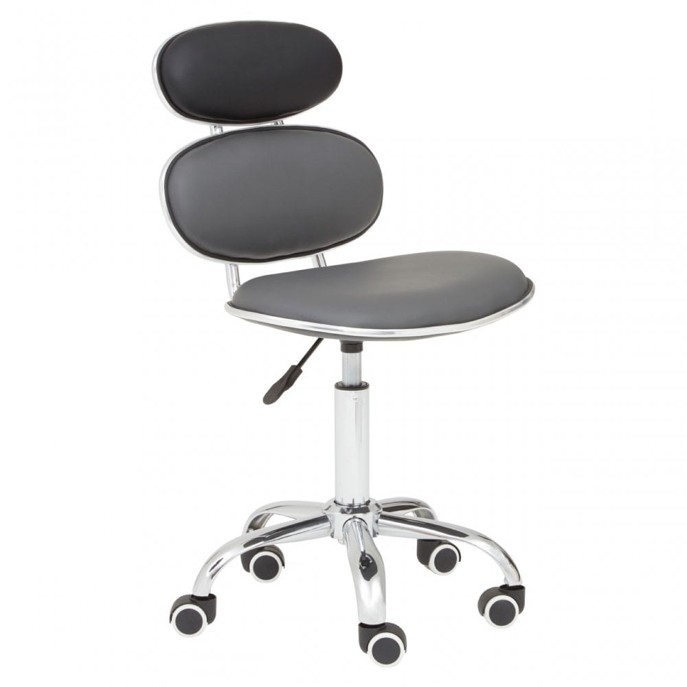 Black PU Home Office Chair with Chrome Base, Black